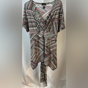 Lane Bryant Faux Wrap Stripe/Polka Dot Blouse Top, Tie Back size‎ 18/20